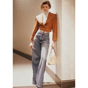 FRAME Cropped Pebbled Leather Belted Jacket